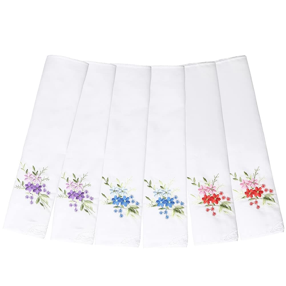6 Pcs embroidered handkerchiefs