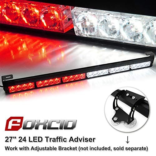 27" 24 LED 13 Mode Hazard Emergency Warning Traffic Advisor Vehicle Flash Directional Strobe Light Bar Kits (White) (White) (White/Red)