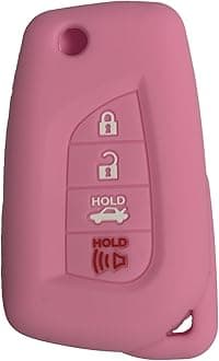 Key Fob Cover Camry Corolla: 4 Buttons Flip Key Case Cover Silicone Fit for Toyota Camry Corolla Cross Hybrid 2018 2019 2020 2021 2022 2023 2024 HYQ12BFB 8907006790 GQ473T Remote Protector (Pink)