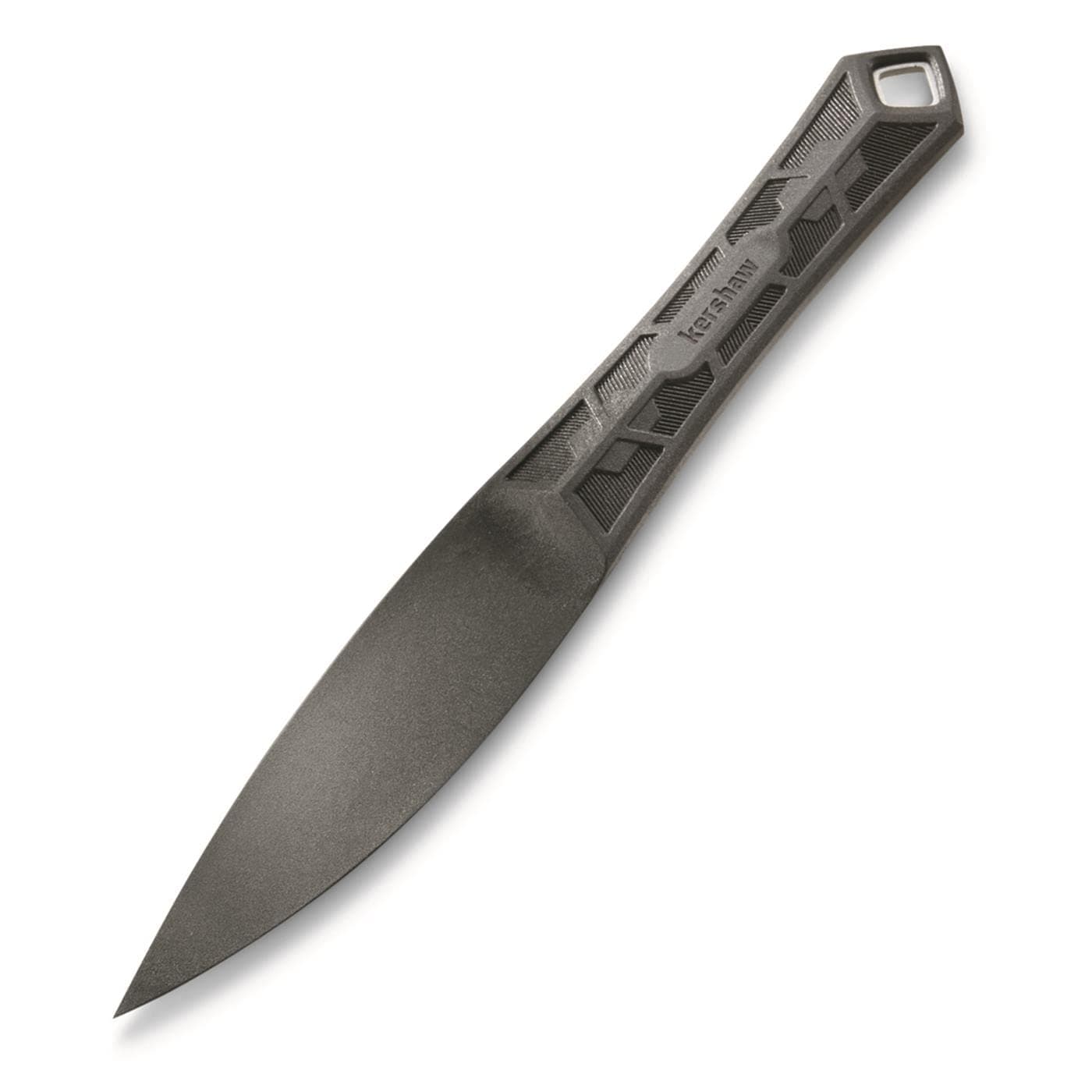 Kershaw Interval Fixed Blade Knife, 3.5 inch Blade Made with PA-66 Nylon, Blunt Edge with Sharp Point, Project Atom, Black