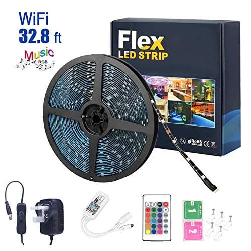 Wigbow 32.8ft(10M) RF Strip Lights Compatible Alexa,Wireless WiFi Smart Phone Controlled Light Strip Kits 300leds 5050 Waterproof Strip Lights,Working with Android and iOS, Google Home Assistant