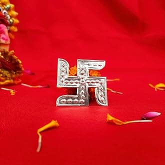Silver Swastik - Lucky and Decorative Item for House and Work, Signifying Wealth and Fortune (Size : L-2.5cm * W-2.5cm * H-0.1cm | Weight : 1.5gm Approxe)