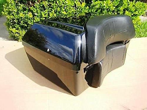 NEW IMPROVED BLACK MOTORCYCLE TRUNK TAIL BOX LUGGAGE BACKREST 4 HARLEY