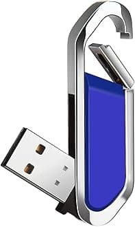 64GB USB Flash Drive Portable Metal Thumb Drive with Keychain USB 2.0 Memory Stick Pen Drive for External Data Storage, Blue