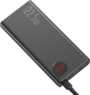 BaseusAdaman Metal Digital Power Bank 20000mAh, 22.5W Quick Charge LED Display, PD3.0 + QC3.0, 3 Inputs & 3 Outputs, High-Speed USB-C, Multi-Device, Portable Travel Charger for Phones & Laptops