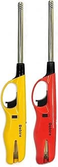 DEBIRE Steel Plastic Kitchen Gas Lighter for Stove/Candle Adjustable Flame and Refillable Multicolored (Red/Yellow) (Pack of 2)
