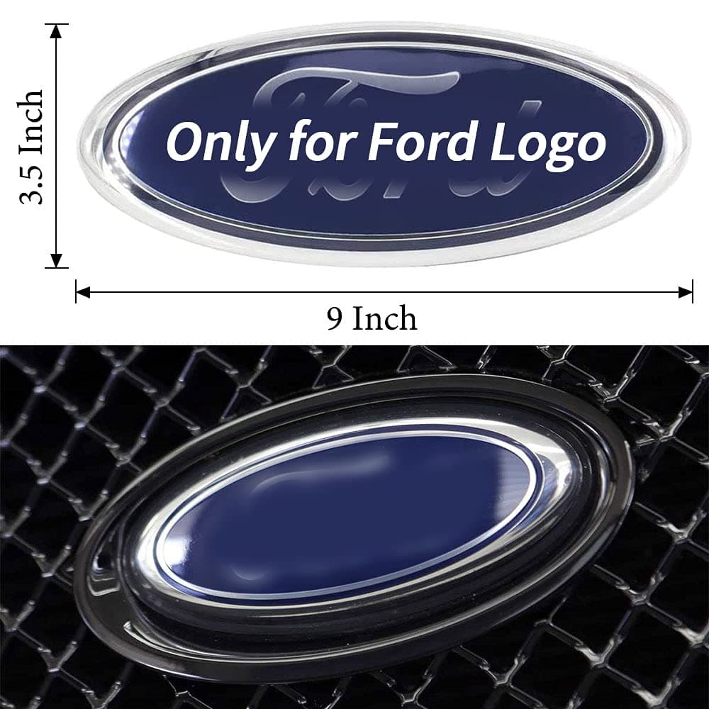 MEALAM Front Grille Tailgate Emblem, Oval 9" x 3.5" Decal Badge Replacement for F150 2004-2014, F-250/F-350 2005-2007, Explorer 2011-2016, Edge 2011-2014, Ranger 2006-2011, Expedition (Blue)