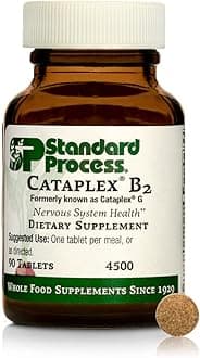 Standard Process Inc. Cataplex B2 - Whole Food Nervous System Supplements, Metabolism, Brain Supplement and Liver Support with Calcium Lactate, Riboflavin, Wheat Germ, Choline and More - 90 Tablets