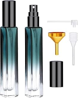 Atomizer Sprayer Set - 2pcs 10ML Refillable Mini Glass Perfume Spray Bottles with Funnel and Pipette, Portable Travel Cologne Sprayer Gradient Green