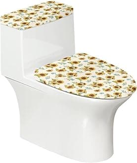 Sunflower Toilet Lid Dust Pads and Toilet Tank Lid Pads Dustproof Bathroom Decorative Accessories Fits Most Toilet Lids