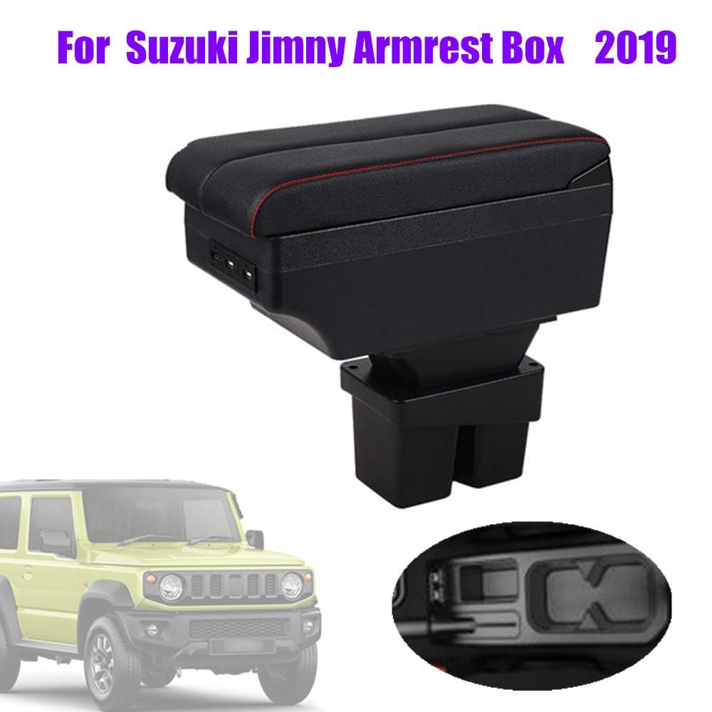 HJHNB Armrest Box Interior Modification Storage Box For Jimny 2019 JB64 JB74, Accessories, 3 USB,B#