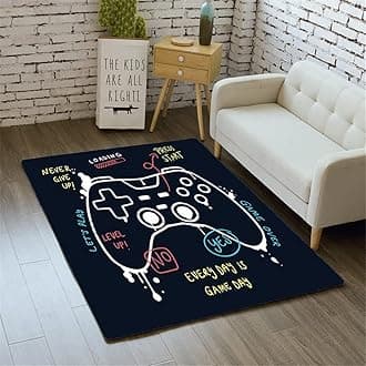 Morbuy 3D Game Print Rugs Modern Carpets Living Room Rug, Extra Large Size Soft Short Medium Pile Rugs Anti Slip Washable Floor Mats for Bedroom Kids Room Decor (Navy blue,50x80cm)