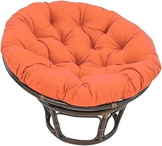 AHSBND Large Round Papasan Chair Cushion, Thick Outdoor Rocking Chair Cushion, Rattan Hanging Basket Cushion, Egg Nest Replacement Pad(Orange,100 * 100cm)