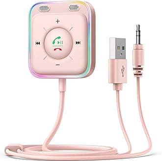 JOYROOM Bluetooth 5.4 Receiver for Car, AUX Bluetooth Car Adapter, 3.5mm Wireless Audio Receiver for Home Stereo/Wired Headphones, Hands-Free Call, Noise Cancelling, Pink