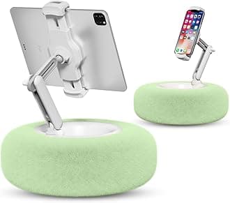 Viozon Tablet Stand Pillow, Compatible with 4.7"-13" Phone/Tablet, iPad, iPhone, Samsung, Google, Kindle, 360°Adjustable Phone Holder for Bed with Soft Plush Fabric, and Detachable Bowl, Green