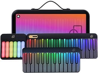 Smart Piano Keyboard, 59 Keys Digital Piano for Beginners, Rainbow LED Lights & Free Apps, 256 Voices, 100+ Auto Chords, MIDI Support, Keyboard