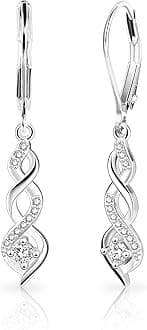 Sterling Silver Drop Dangle Earrings for Women Cubic Zirconia Hanging Dangle Earrings Long Infinity Drop Earring Leverback CZ Earing for Jewelry Gifts