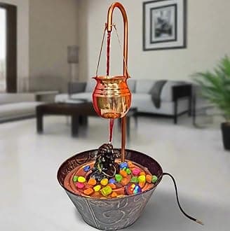 ALILA Adiyogi Shiv Shiva Shivling Water Fall Fountain for Home Temple Living Room Decor Decoration Gift Gifting Items, 18 inches / 45cm, Metal