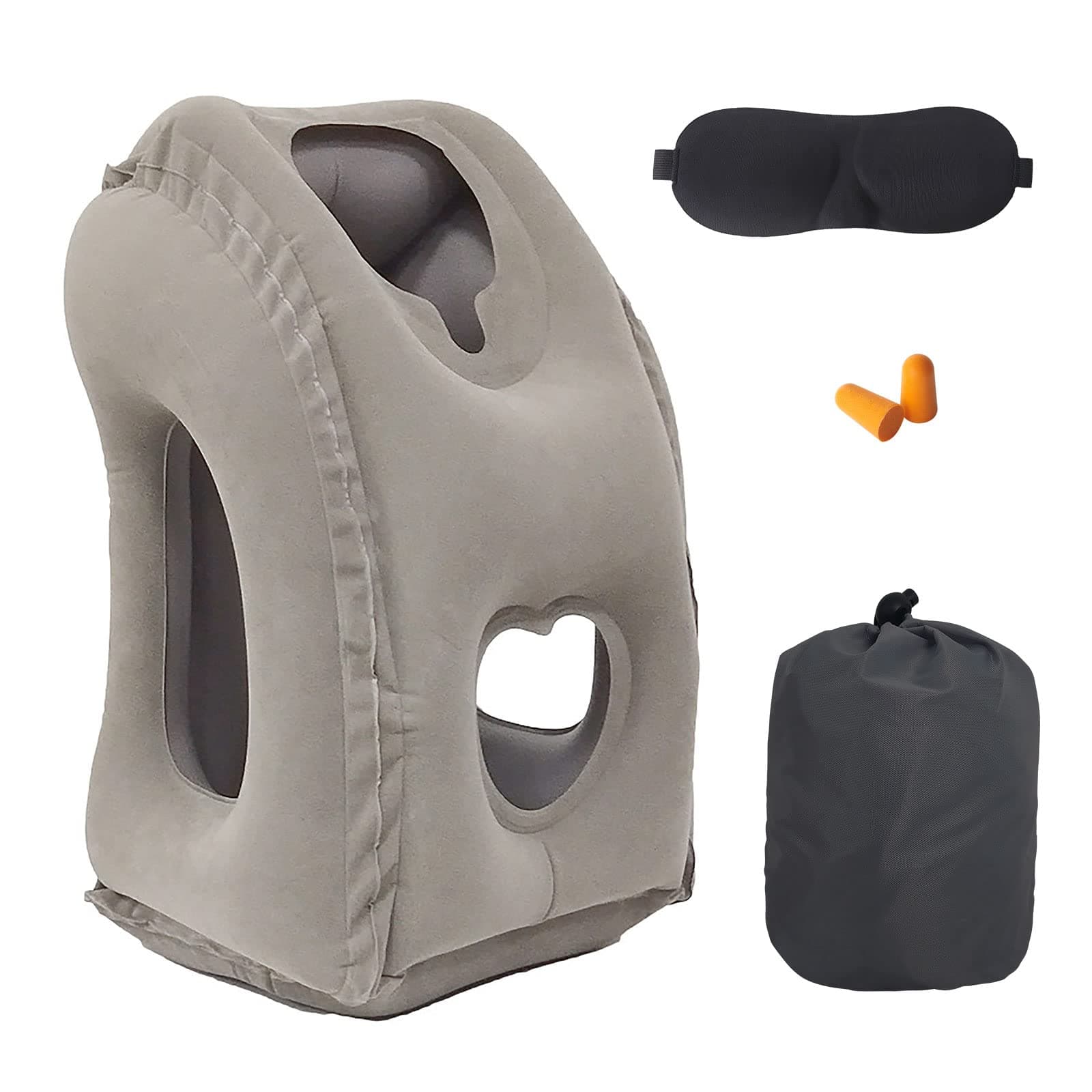 Inflatable Neck Pillow Used for Planes,Airplanes,Cars,Buses,Trains,Office Napping, Travel Accessories(Gray)……