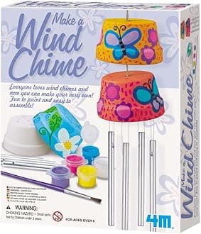 4M Make A Wind Chime Kit - Arts & Crafts Construct & Paint A Wind Powered Musical Chime DIY Gift for Kids, Boys & Girls