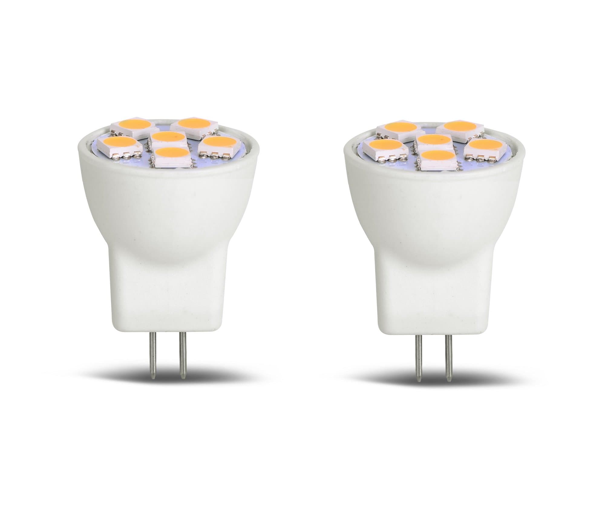 MR8 Light Bulb LED Replacement For Mini Halogen Recessed Lamps 12 Volt 1" Diameter GU4 RV Boat Camper Yacht Train Motor Home Interior Tiny House Ship Van Truck Sprinter Lighting - Warm White - 2 Pack