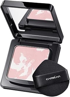CARSLAN Waterproof Face Pressed Powder Compact, 24H Longlasting Oil Control Pressed Setting Powder Talc-Free Makeup, Shine Free, Poreless, Smooth, 04 Pink for dry&com skin (0.28Oz)