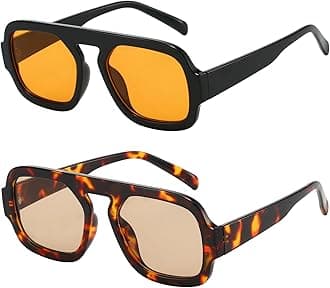 Trendy Square Aviator Sunglasses for Women Flat Top Designer Stylish Frame Sun Glasses Vintage Shades