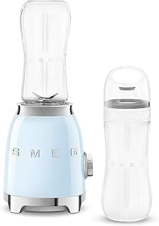 50's Retro Style Personal Blender with Backlit Knob and Two 600 ML BPA Free bottles PBF01PBUS Pastel Blue