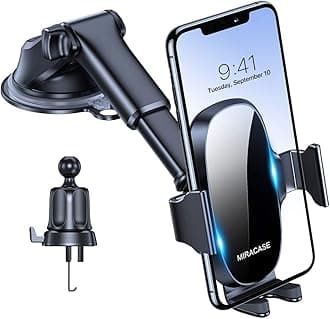 Miracase Car Phone Holder for Cars Dashboard & Windscreen &Air Vent, 3 in 1 Mobile phone Mount Automobile Cradle 360° Rotatable Stand for iPhone 15 Pro Plus Max 14 13 12 11Samsung