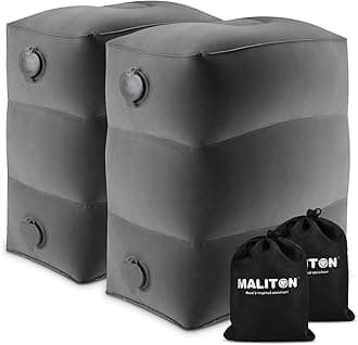 Maliton Airplane Footrest, Inflatable Foot Rest for Kids, Adjustable Height Travel Pillow On Airplanes, Cars, Travel, Office, Toddler Airplane Travel Essentials (Dark Grey, 2 Pack）