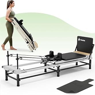 Pilates Reformer, 91" Foldable Reformer Pilates Machine with Adjustable Reformer Heights, Pilates Equipment with Piano Wire Spings and Jump Boards(Black)