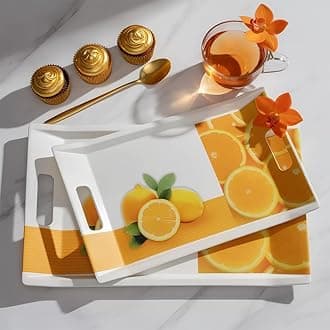 Crystal by Fedoy Melamine Serving Tray, Set of 3 (Small, Medium and Large Size) Villori Series Tray, Rectangular