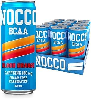 – Sugar Free Energy Drink – BCAA, 180mg High Caffeine, with Amino Acids & Vitamins, Ideal for Pre Workout – 12 x 330ml (Blood Orange Del Sol)