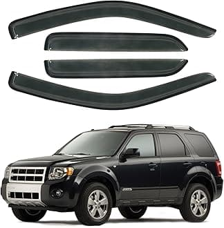 Window Visor Rain Guard Compatible with 2001-2012 Ford Escape, Fit for 2008-2011 Mazda Trubute, Fit for 2005-2011 Mercury Mariner, Tape-On Side Vent Window Deflector