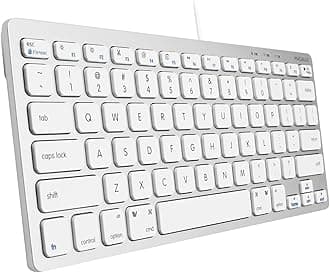 USB Wired Compact Keyboard | Small & Slim Design | Compatible with Apple Mac Mini/iMac Desktops, MacBook Pro/Air Laptops, and Windows PC Notebook Computers - Aluminum (Aluminum Silver)