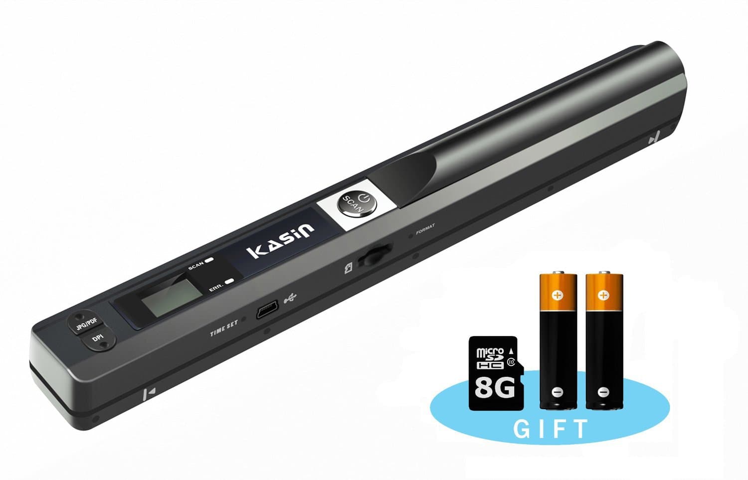 Kasin 900DPI Solutions Magic Wand Portable Scanner, Wand Portable Document & Scanner/USB Mobile Scanner (Included 8G Micro SD Card and Two AA Battery)