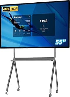 55 inch Touchscreen Monitor Smart Board, 4K Interactive Whiteboard, Android 11 & Windows 10 Pro All-in-One Touchscreen Industrial PC for Office and Classroom
