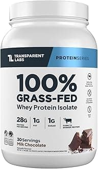 Grass-Fed Whey Protein Isolate - Naturally Flavored, Gluten Free Whey Protein Powder with 28g of Protein per Serving & 9 Amino Acids - 30 Servings, Milk Chocolate