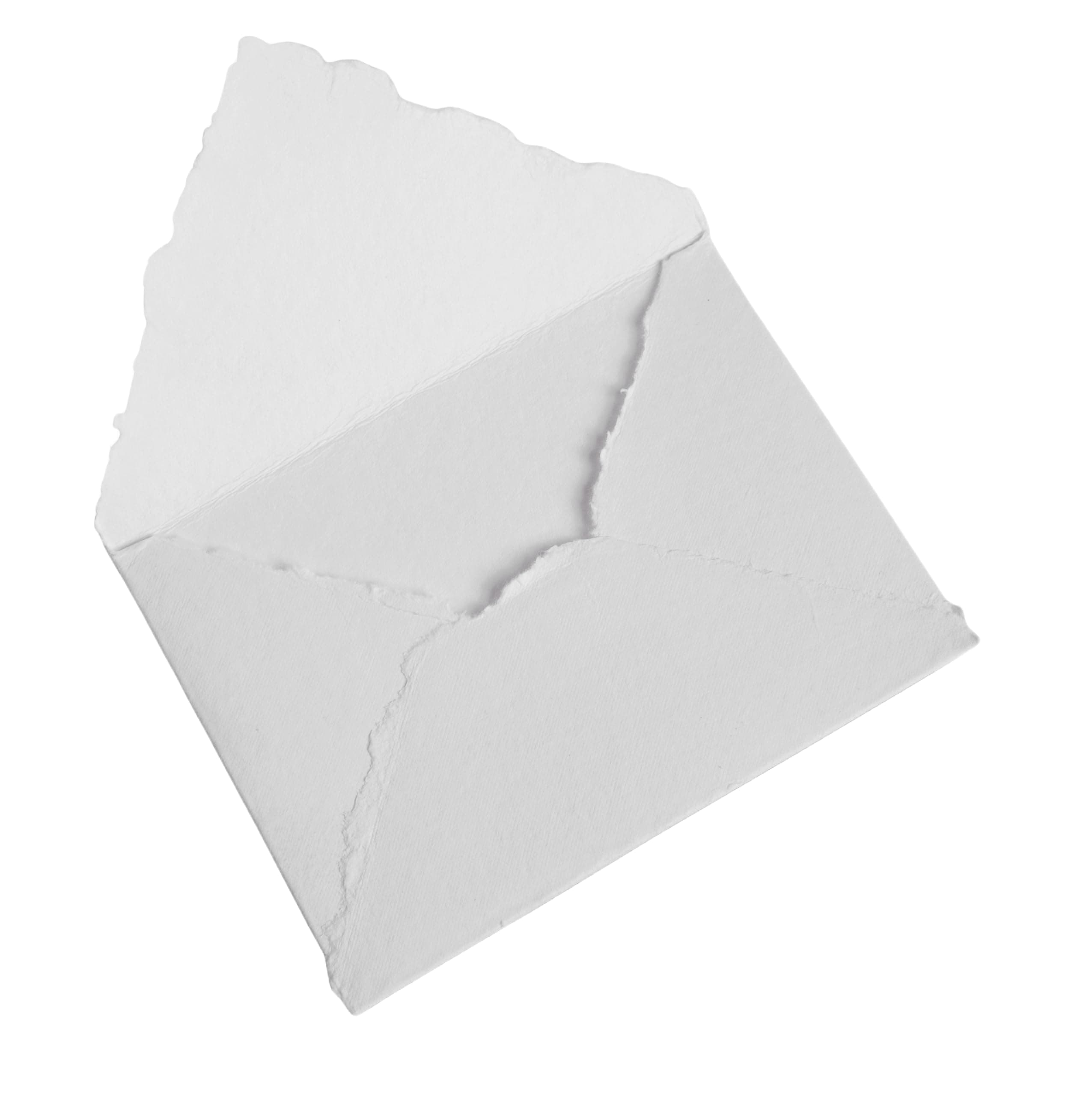 Wanderings Thick Handmade White Deckle Edge Envelope - 4.25"x6.25" - 25 Pack - for Announcements Wedding Invitations Save the Dates Engagement Announcement Baby Shower Greeting Cards Crafts - 250 GSM