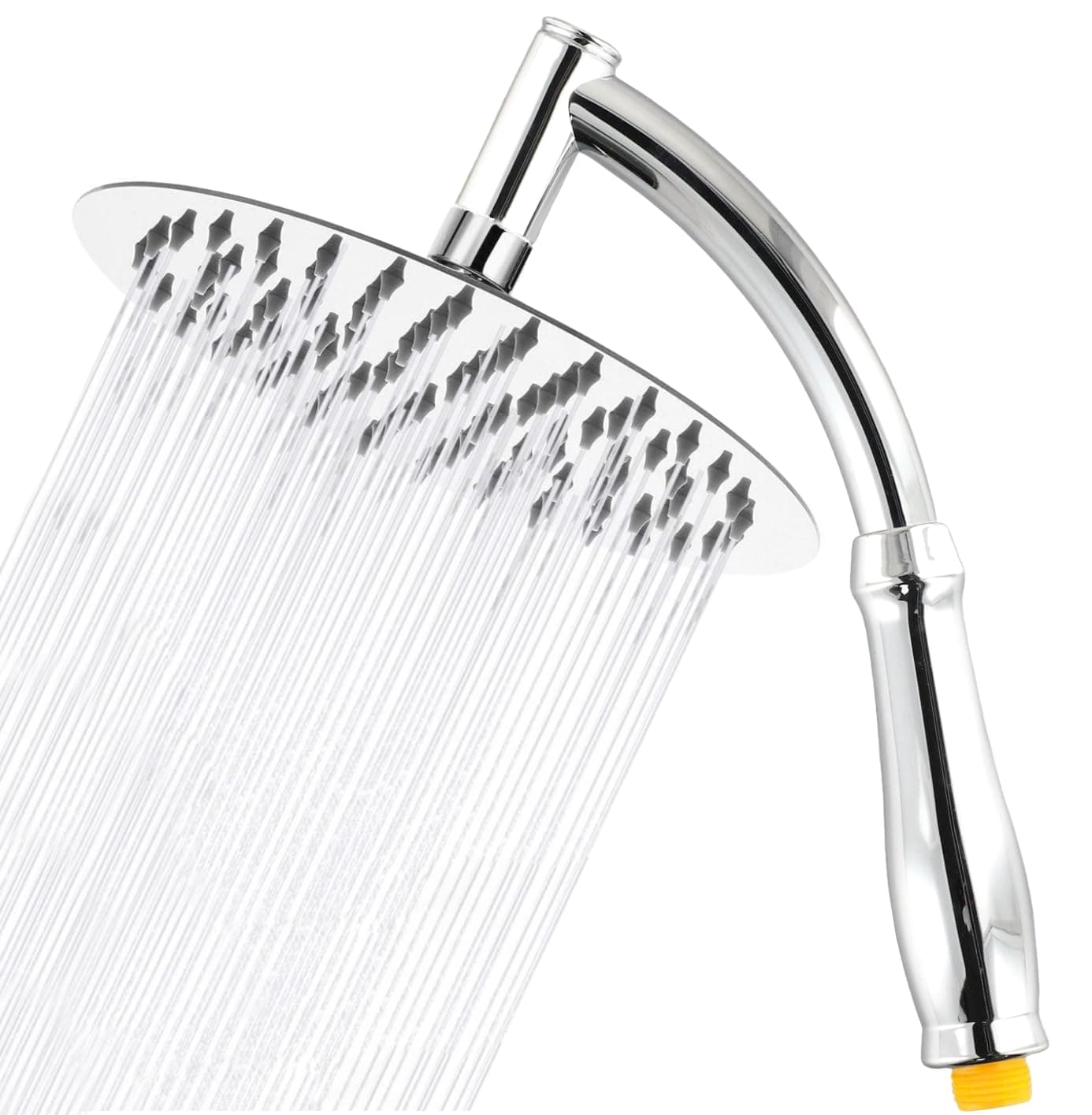 SIEYESCITY Large Powerful Rainfall Shower Head and Handheld Shower Arm - High Pressure Rain Shower Heads with Extension Arm in Chrome - Universal G1/2 Waterfall Showerhead 8 inch Round - 90 Jets