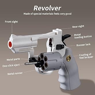 Revolver Toy,Model Toy,Soft Foam Refill Bullets,Blaster for Boy Play Cowboy Prop Game Fake Sniper Rifle Kids Age 8-12 Cool Halloween Christmas Birthday Gift