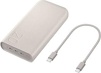 Samsung Galaxy Official 20,000 mAh Battery Pack, 45W Super Fast Charging (with USB-C to C Data Cable), Beige