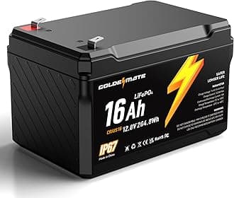 12V 16Ah LiFePO4 Battery, IP67 Waterproof, 12V Lithium Battery w/ 5000+ Deep Cycles, Built-in BMS, Premium Lithium Iron Phosphate Cell, Ideal for Solar, Marine, Fishfinder, Off-grid camping