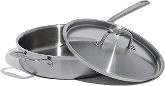 – Cookware - 3.5 Quart Stainless Steel Saute Pan - 5 Ply Stainless Clad - Professional Cookware - Induction Compatible Italy