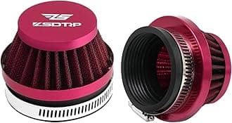 2PCS Motorcycle 48MM Air Intake Filter Universal Carburetor Air Filter Cleaner for Dirt Pit ATV SSR TTR Bike Breather Filter Fit for Many Different Carburetors (Red 48MM)
