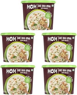 MOM - Meal of the Moment, Ghee Rava Upma with Bhujia, 75g (Pack of 5) - Ready to Eat | Instant Food | No Added Preservatives