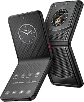 VERTU IRONFLIP Custom Carbon Fiber Flip Cell Phone, Unlocked Android 5G Smartphone, Foldable Design, One-Hand Control, 50MP Camera, 12G+512G, Dual SIM, 6.9" 120Hz OLED, Fast Charge (Carbon Black)
