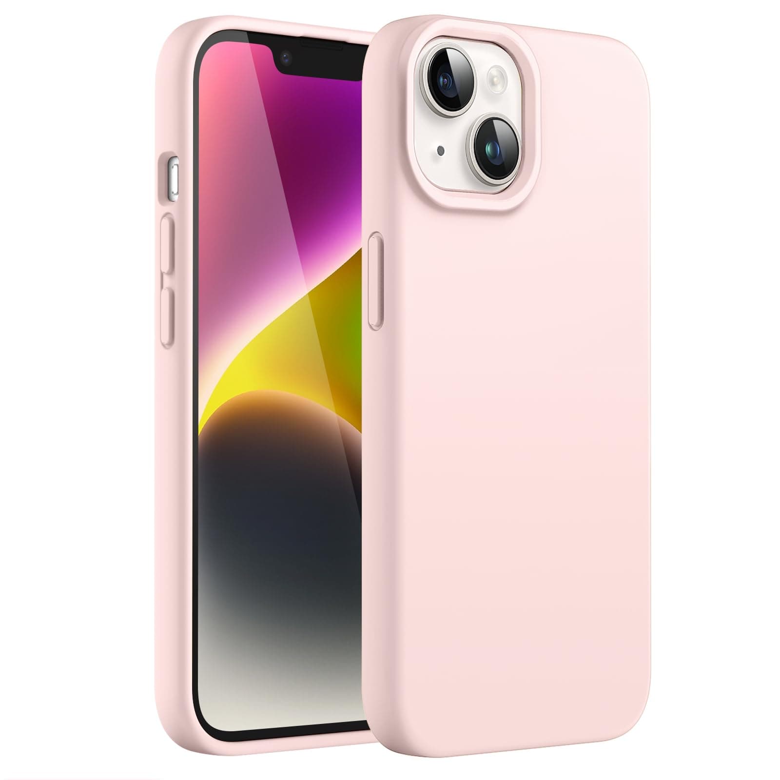 Silicone Case for iPhone 14 6.1-Inch, Silky-Soft Touch Full-Body Protective Phone Case, Shockproof Cover with Microfiber Lining (Pink)