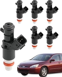 Fuel Injectors (6 PCS), 8 Holes, 3.5 3.2 3.0 2.0 L, Compatible with 2003-2017 Honda Accord Odyssey Pilot Ridgeline, 2003-2008 Acura MDX TL, V6 Engine, OE# 16450-RCA-A01, 8001492N, FJ485, 842-12289