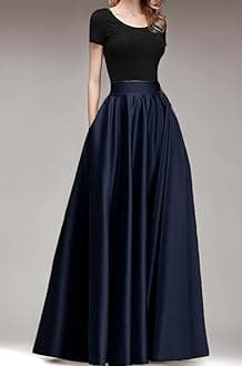 JANAK Maxi Skirt for Women, Soft Silk Fabric, Adjustable Waist, Flared Pattern